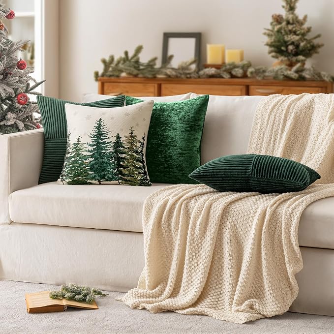 MIULEE Army Green Decorative Euro Sham Pillow Covers 24x24 Inch 2 Pack | Boho - Image 4
