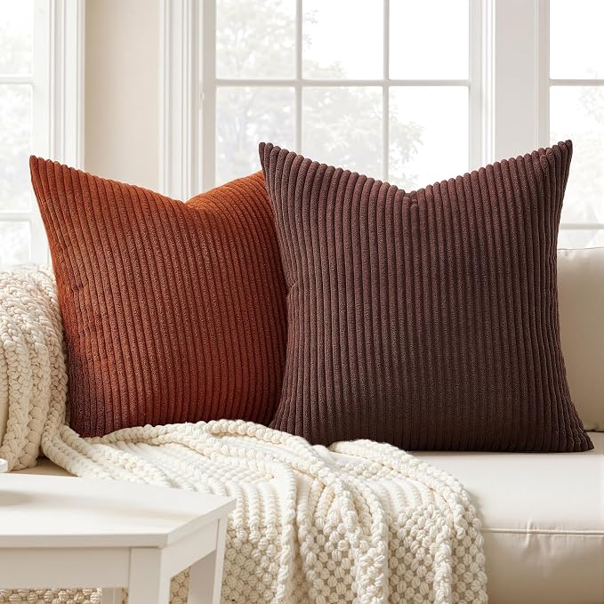Topfinel 20x20 Decorative Pillow Covers Set of 4 Rustic Modern Soft Corduroy - Image 3