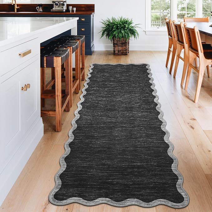 GarveeHome Scalloped Washable Runner Rug 2x6 Modern Non Slip Kitchen Rugs | - Image 2