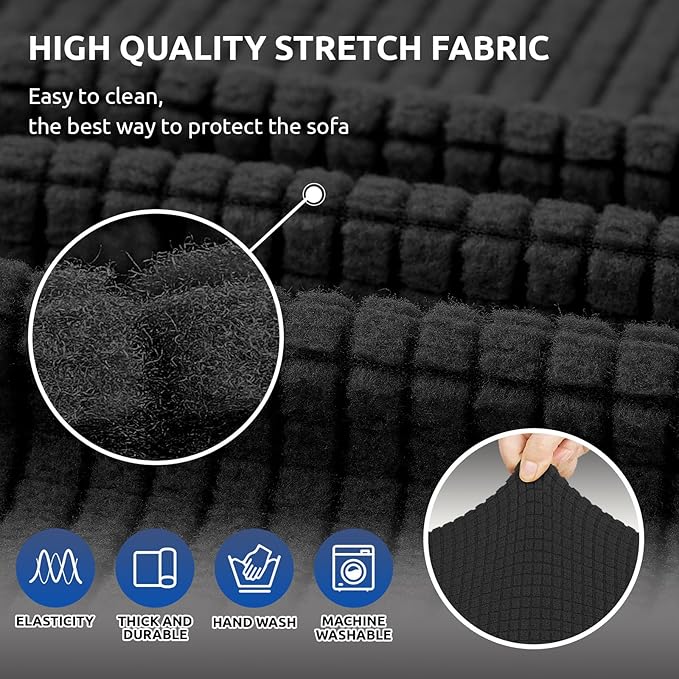 Stretch Couch Covers for Sofa, 3 Cushion Couch Slipcover, Elastic Bottom for - Image 5