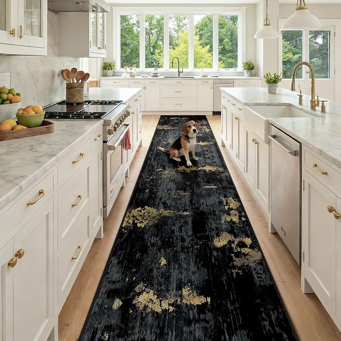 RELEANY Washable Runner 2'6"x12' Abstract Area Rug by RELEANY