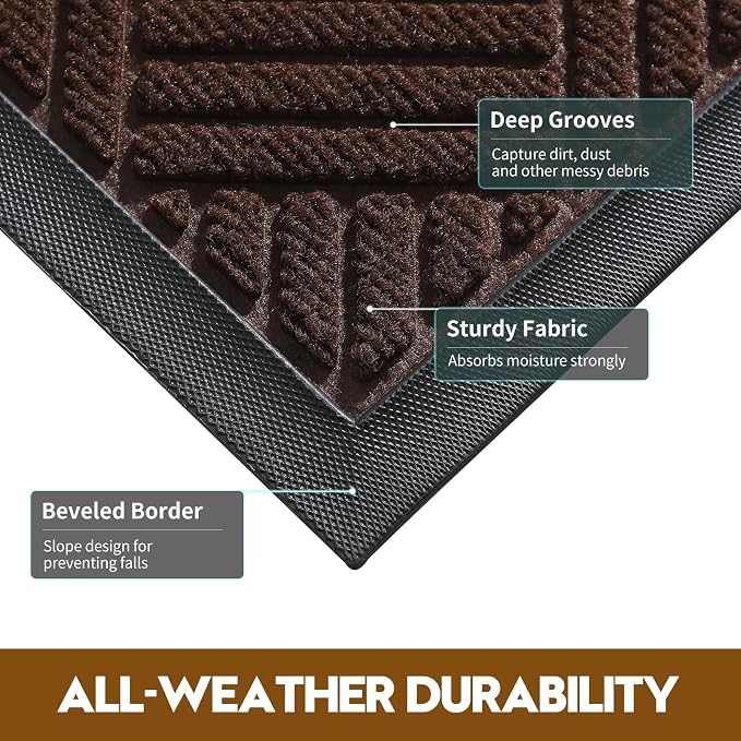 Front Door Mat, Heavy Duty Waterproof Doormat 61.5"x36", Stain Fade Resistant - Image 3