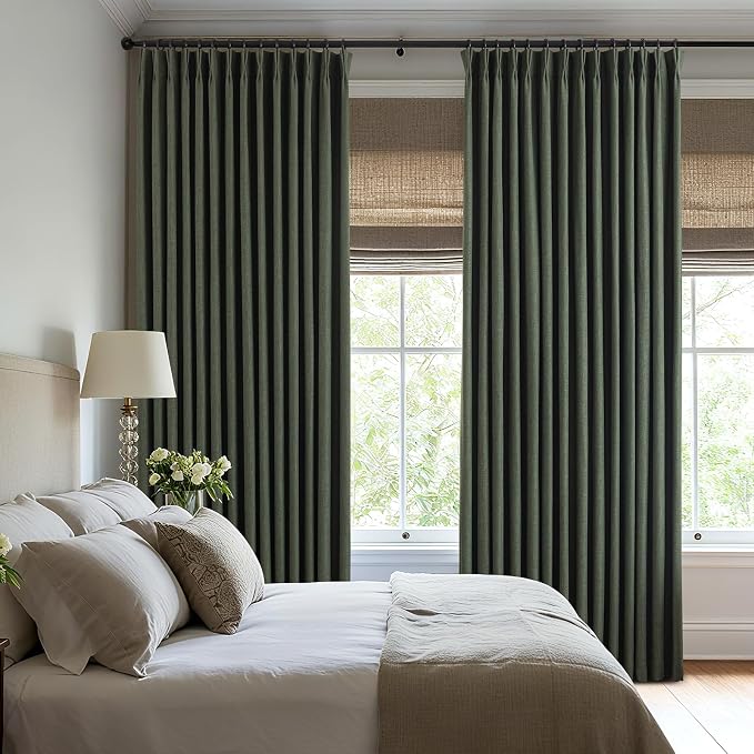 Pinch Pleated Linen Curtains 100% Blackout 63 Inches Long - Image 5