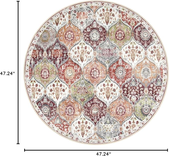 Lahome Moroccan Washable Round Rugs, Non-Slip Soft Round Rug 4ft Ultra-Thin | - Image 2