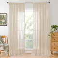 BGment Tan Linen Curtains 84 Inch Length 2 Panels Burlap Semi Sheer Drapes | by BGment