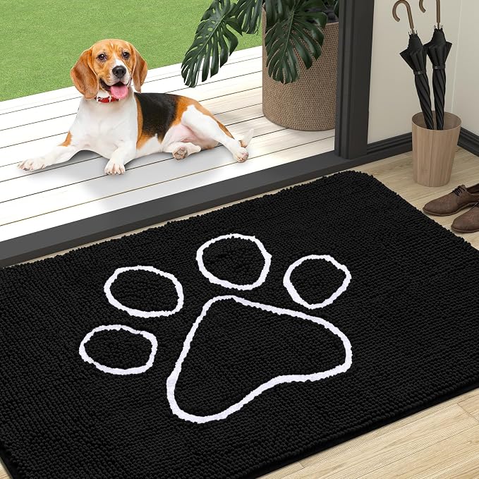 OLANLY Dog Door Mat for Muddy Paws 47x32, Paw Print Design Chenille Mud Mat | by OLANLY