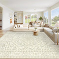 Area Rug 9x12 Washable Rug, Vintage Boho Medallion Rugs Non-Slip Soft Low Pile by VECARF