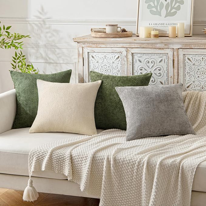 MIULEE Decorative Couch Throw Pillow Covers 20x20 Inch Olive 2 Pack | Modern - Image 4
