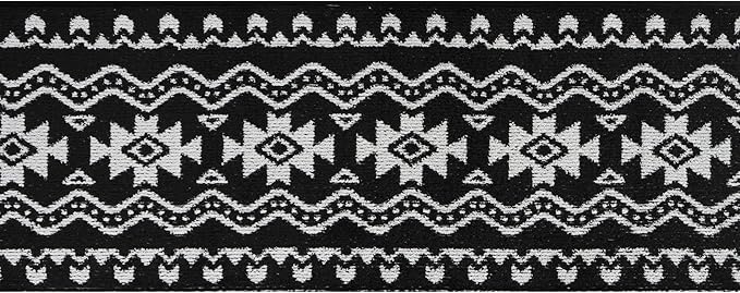 Custom Length Cut to Size Tribal Ethnic Southwestern Inspired Hallway Runner Rug, Non Slip Rubber Backed, 31 inch Wide X Customized Length, Aztec Black, 31 inch X 24 feet