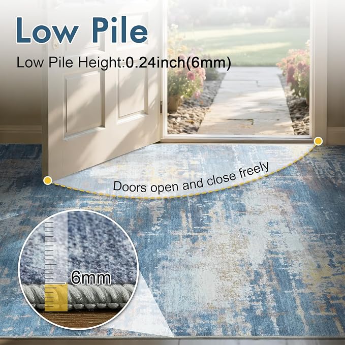 2x6 Ft Washable Runner Rug, Non-Slip Low Pile Hallway Kitchen Area Rug - Image 6