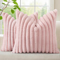 decorUhome Fall Faux Fur Throw Pillow Covers 24x24 Set of 2 Pink | Decorative by decorUhome