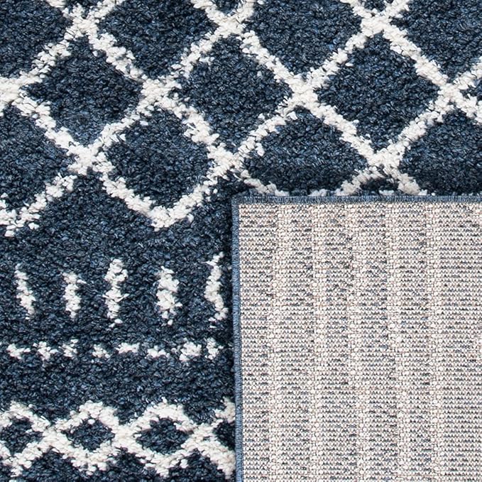 SAFAVIEH Arizona Shag Collection Area Rug - 6' x 8', Slate Blue & Ivory, Non-Shedding & Easy Cleaning, Plush Thick Pile, Ideal for Living Room, Bedroom, Dining Space (ASG741L)