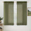 MIULEE Light Olive Green Linen Curtains 52x54 Inch 2 Panels by MIULEE