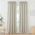RYB HOME Semi Sheer Curtains Linen Textured Fabric Light and Airy Half Privacy Window Drapes for Bedroom Dining Living Room Office, Angora, 34 inch Wide x 84 inch Long, 2 Panels