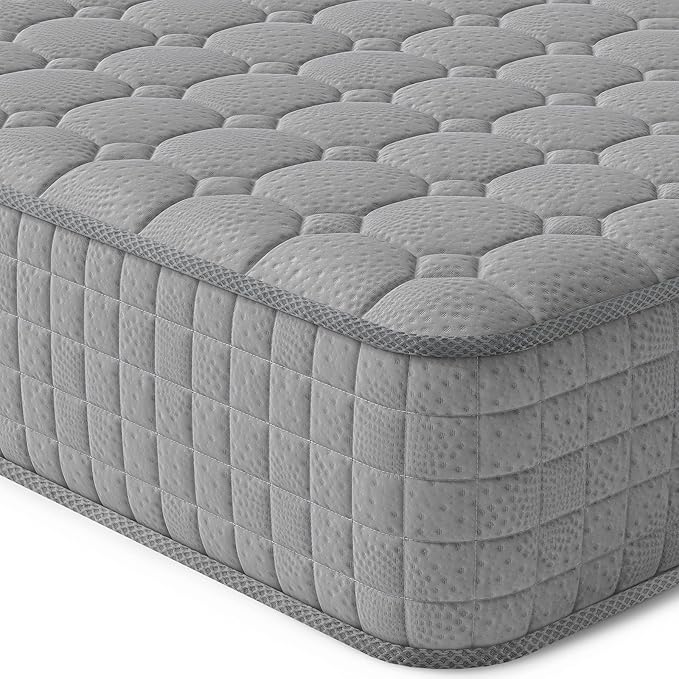 Vesgantti 8 Inch Multilayer Hybrid Twin XL Mattress - Multiple Sizes & Styles Available, Ergonomic Design with Breathable Foam and Pocket Spring, Medium Firm Feel, Grey