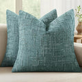 MIULEE Chenille Textured Throw Pillow Covers Teal 20x20 Set of 2 | Slubby by MIULEE