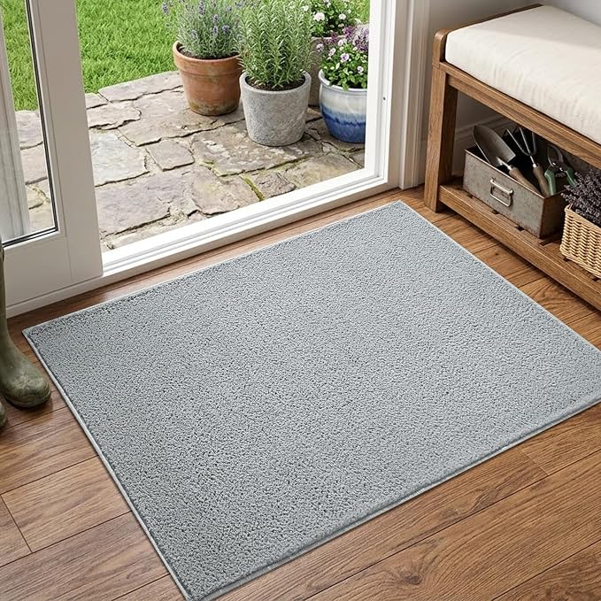 2x3 Light Grey Solid Area Rug Washable Non-Slip by Unknown