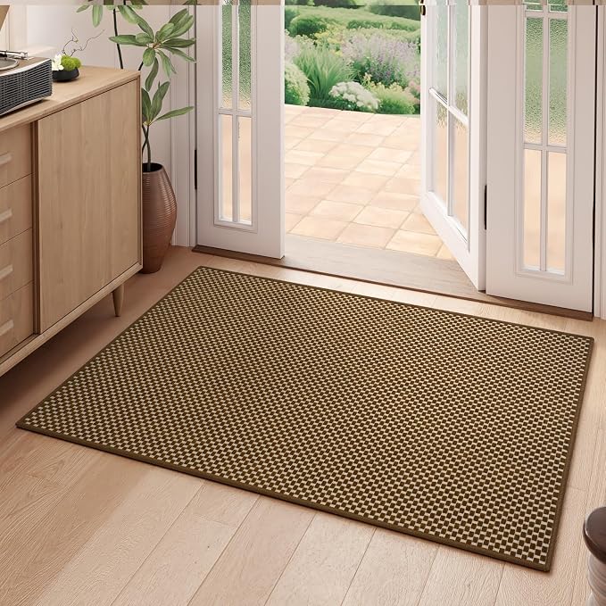 Indoor Door Mat Entryway Rug Non Slip Washable Dark Brown 2x3 ft | Front Entry by YDKGL
