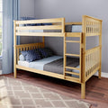 Max & Lily Full Over Full Bunk Bed with Ladder, Solid Wood Platform Bed Frame for Kids, 14" Safety Guardrails, Easy Assembly, No Box Spring Needed, Natural