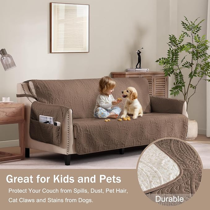 Quilted Raw Umber Sofa Slipcovers - Image 8