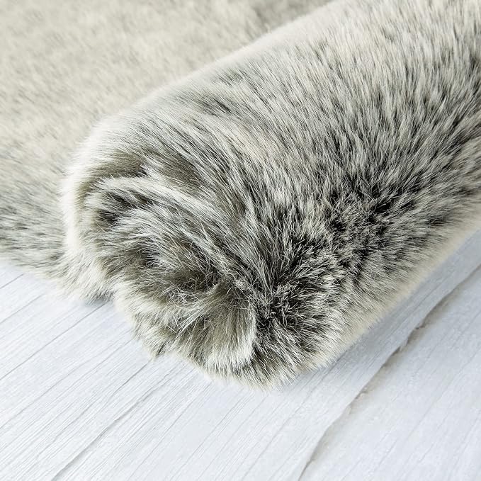 Ashler Faux Fox Fur Rug, 2x3 Rectangle Rug, Ultra Soft Shaggy Area Rugs - Image 5
