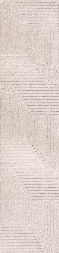 Eyely NCS101A-210 Scandinavian Odense Minimalist Angle Geometric Indoor Rug, Pet Friendly, Non-Shedding, Stain Resistant, Easy-Cleaning, Ivory/Cream, 2 ft. x 10 ft., Indoor/Outdoor, Runner Rug