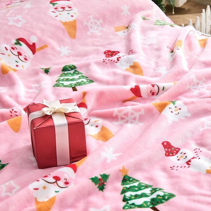 Edenleaf Christmas Blanket Soft Cozy Pink Throws - Image 5