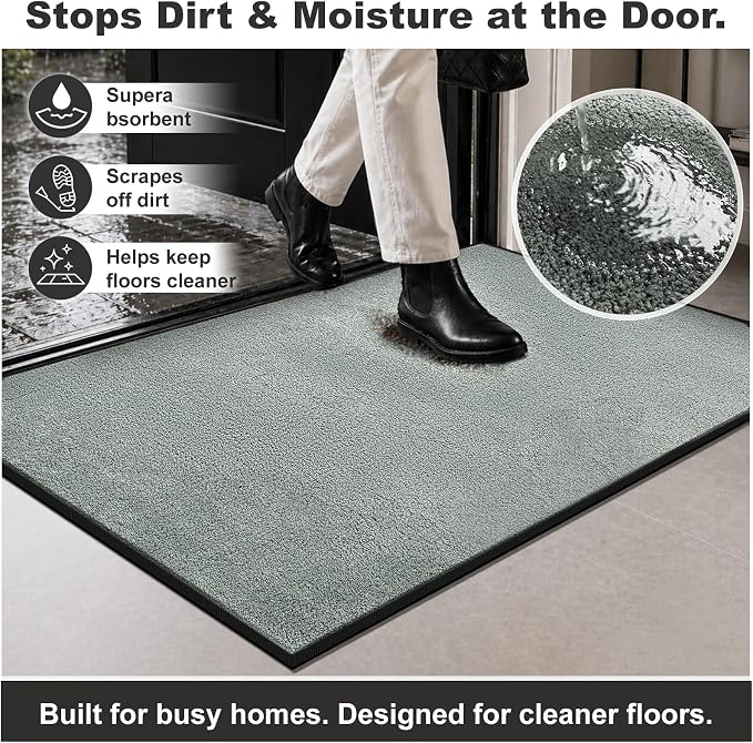 Super Absorbent Front Door Mat, Non-Slip Washable Indoor Doormats, Low Profile - Image 4