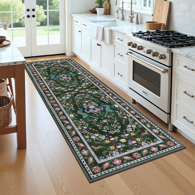 HEBE Hallway Runner Rug 2'x6', Washable Non Slip Kitchen Rug Runner | Soft Boho - Image 9