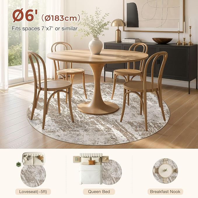 DMOYEST 6ft Round Washable Area Rug - Image 2