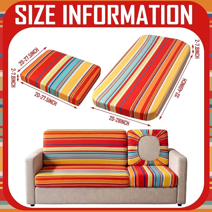 Geyoga 8 Pcs Patio Stretch Sofa Cushion Covers Outdoor Cushion Covers - Image 3