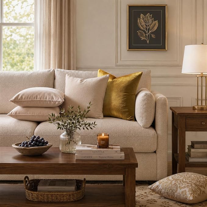 GIGIZAZA Golden Velvet Pillow Covers 20x20 Decorative Pillows Pack of 2 | Throw - Image 7
