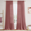Canyon Rose Linen Curtains 90 Inch Long 2 Panels Set by Nanspring
