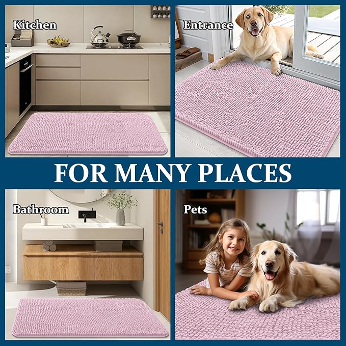 OLANLY Dog Door Mat for Muddy Paws 47x20, Super Absorbent Chenille Mud Mat | - Image 8