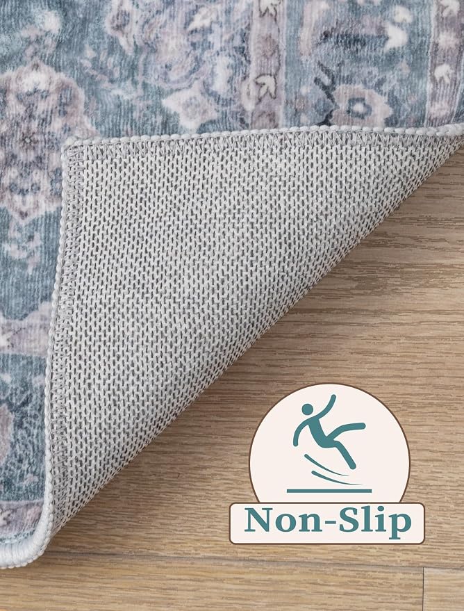SERISSA 2x5 Washable Non Slip Floral Boho Runner Rug - Image 3