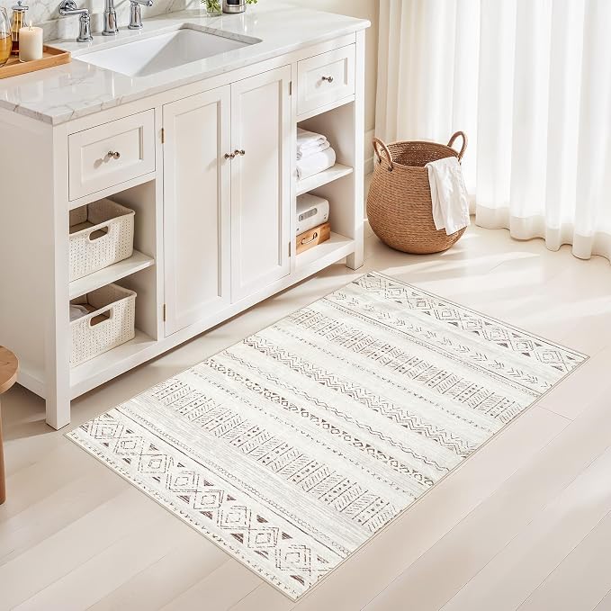 cotiled Washable 3x5 Entryway Rugs: Boho Moroccan Soft Small Rug | Solve Modern - Image 5
