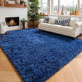 Amdrebio Navy Blue Fluffy Area Rug 4x6 by Amdrebio