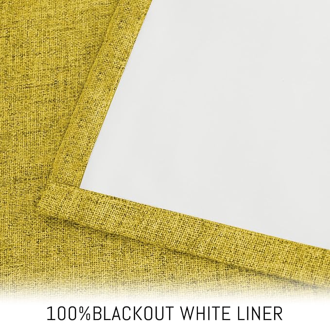 Yakamok Mustard Yellow Linen Textured Curtains 84 Inches Long - Image 3
