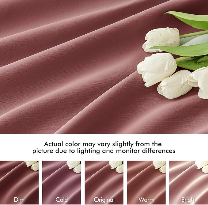 MIULEE Dusty Rose Back Tab Blackout Curtains 52x96 Inch Long 2 Panels Set | Rod - Image 8