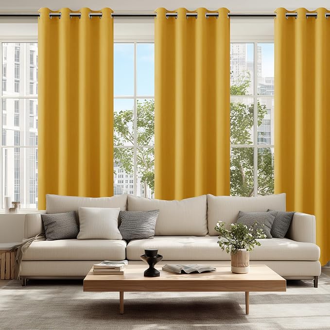 Blackout Curtains for Bedroom, 52 x 96 Inches Long, Mustard Yellow | Thermal - Image 6