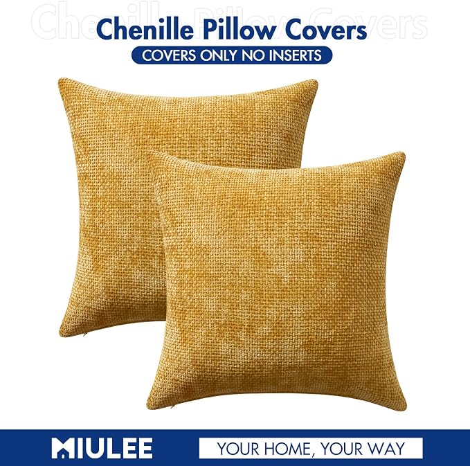 MIULEE Decorative Couch Throw Pillow Covers 20x20 in Mustard Yellow 2 Pack | - Image 7