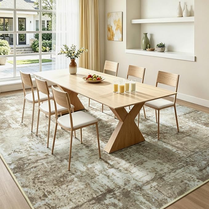 Rugflix 5x7 Area Rugs for Living Room, Washable Brown Large Rug | Machine - Image 3