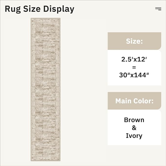 Soalmost Hallway Runner Rug 2'6" x 12' Washable Long Kitchen Rugs Brown | - Image 5