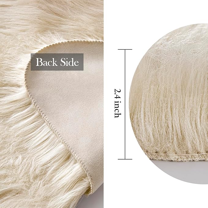 MIULEE Fluffy Area Rug 2'x3' Cloud Faux Fur Sheepskin Rug - Image 2