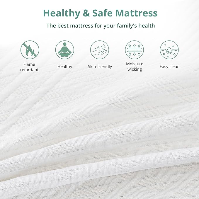 EGO White 10 Inch Short King Memory Foam RV Mattress, Cooling Gel Green Tea Mattress for RVs, Campers & Trailers, Bed in a Box, CertiPUR-US Certified, 72"×75", Medium Firm