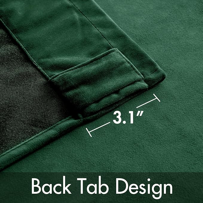 MIULEE Velvet Curtains 52x90 inches 2 Panels Hunter Green Blackout Curtains | - Image 3