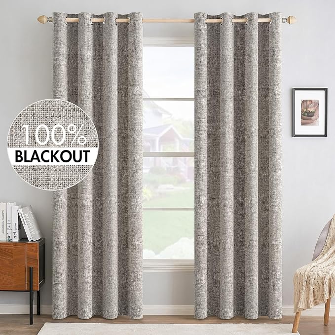 MIULEE 100% Blackout Linen Curtains by MIULEE