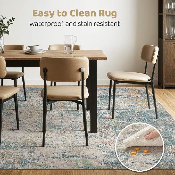 LOONGRUG 7x9 Area Rug Washable Large Neutral Modern Living Room Rugs | Abstract - Image 6