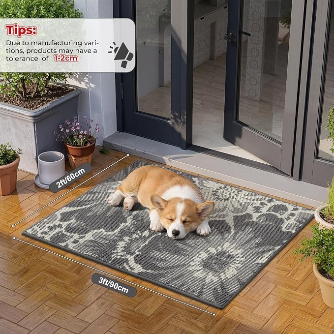 Findosom Washable Runner Rug 2x3, Non Slip High-Low Textured Floral Small - Image 2