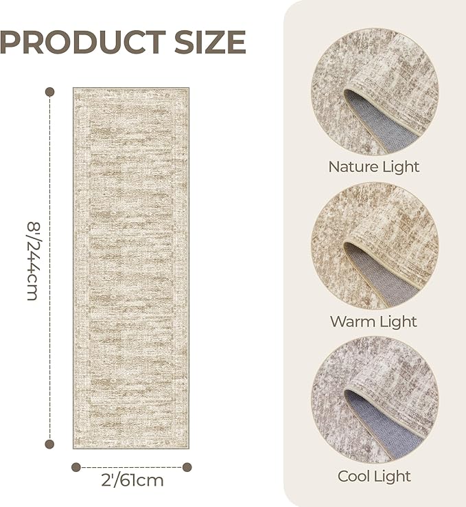 2x8 Runner Rug Non Slip, Washable Hallway Runner Rug, Nursery Room, Soft Runner - Image 2